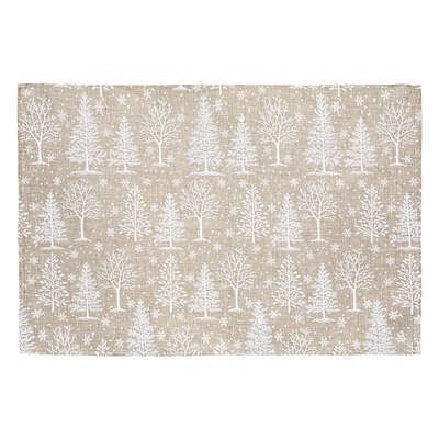 Suport pentru farfurii din iuta cu brazi albi 45 x 30 cm 183386