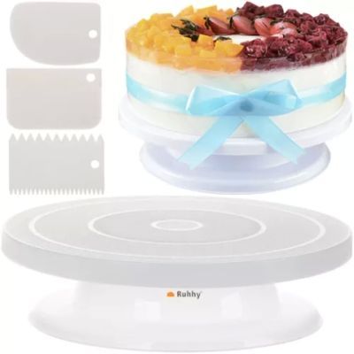Suport rotativ pentru tort + 3 spatule 18908