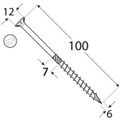 Cs 06100 surub de constructii cu CAP inecat 6X100 - 310610