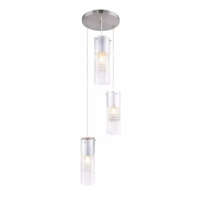 Suspensie 3XE27 MAX 60W 230V, nichel - argintiu - transparent