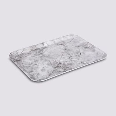 Tava melamina cu decor din marmura alba 43 x 33 cm 151409A