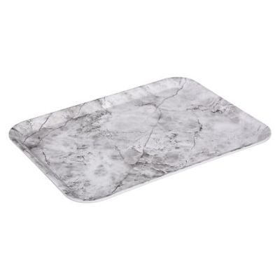 Tava melamina cu decor din marmura alba 43 x 33 cm 151409A
