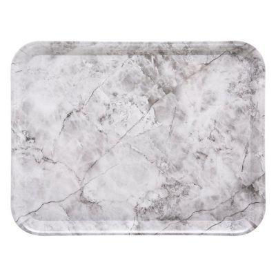 Tava melamina cu decor din marmura alba 43 x 33 cm 151409A