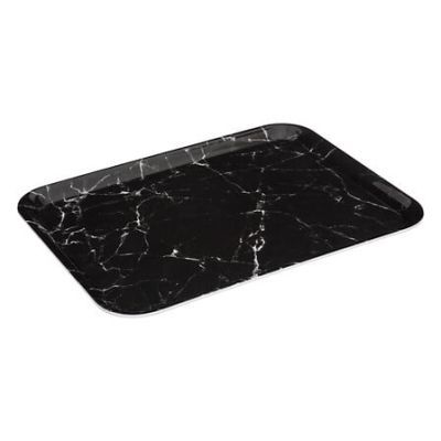 Tava melamina cu decor din marmura neagra 43 x 33 cm 151409B