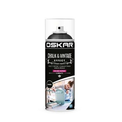 Vopsea spray pentru lemn / metal chalk & vintage efect Oskar, charcoal, mat