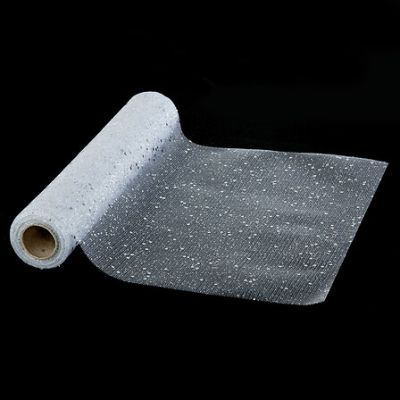 Tesatura tul holografica cu sclipici 28 x 500 cm argintiu 143779 AR