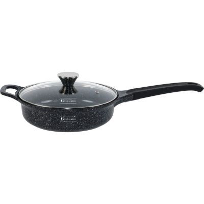 Tigaie inalta din aluminiu turnat cu capac din sticla 24cm GM 0224L