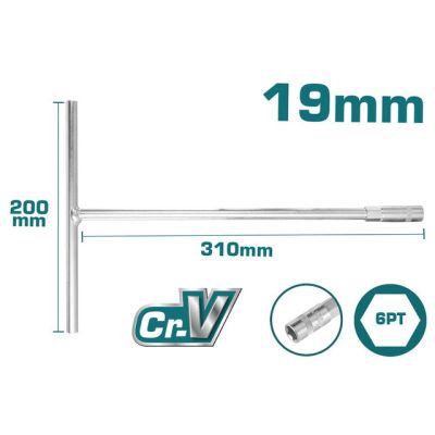 Total cheie tubulara cu maner in T 19mm 200x3 THTSW1906
