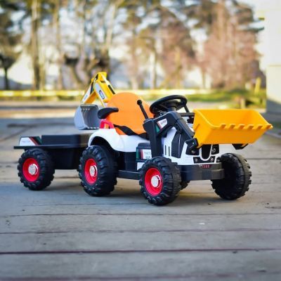 Tractoras electric copii cu remorca BRJ1588 galben 02072
