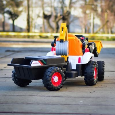 Tractoras electric copii cu remorca BRJ1588 galben 02072