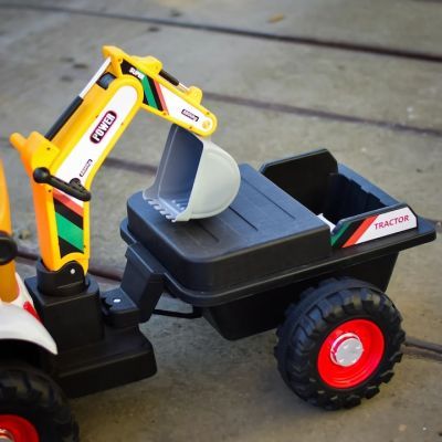 Tractoras electric copii cu remorca BRJ1588 galben 02072
