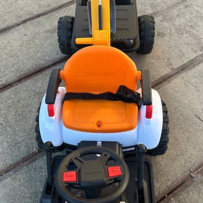 Tractoras electric copii cu remorca BRJ1588 galben 02072