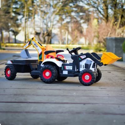 Tractoras electric copii cu remorca BRJ1588 galben 02072