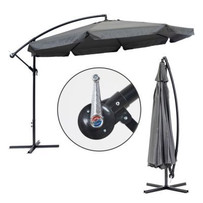 Umbrela mare de gradina cu brat rabatabil, 3.5 m, gri, SL-UM002B