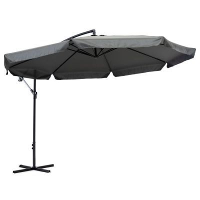 Umbrela mare de gradina cu brat rabatabil, 3.5 m, gri, SL-UM002B