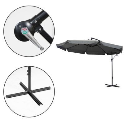 Umbrela mare de gradina cu brat rabatabil, 3.5 m, gri, SL-UM002B