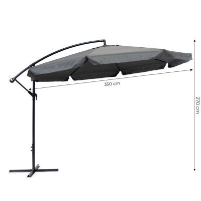 Umbrela mare de gradina cu brat rabatabil, 3.5 m, gri, SL-UM002B