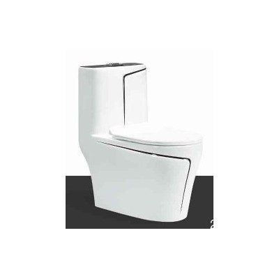 Vas wc monobloc dubla actionare, capac soft close PP, iesire orizontala, decor negru 2315N