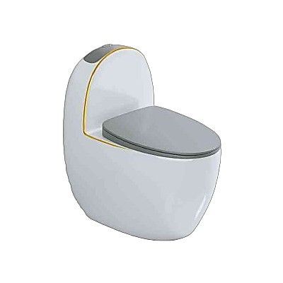 Vas wc monobloc, iesire verticala, decor auriu, capac gri 2420G