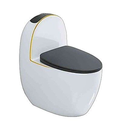Vas wc monobloc, iesire verticala, decor auriu, capac negru 2420N