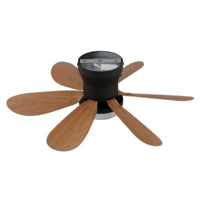 Ventilator de tavan negru mat cu efect de lemn 03625H Ventilator de tavan negru mat cu efect de lemn 03625H
