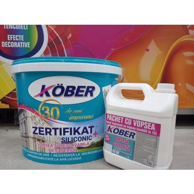 KOBER ZERTIFIKAT PLUS EXTERIOR vopsea lavabila siliconica 15L, alba + amorsa 3 L