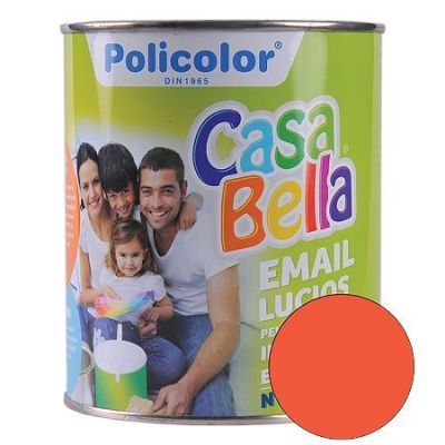 Vopsea alchidica/email Casabella Policolor, pentru lemn/metal, interior/exterior, portocaliu Ral 2010, 0,75 l