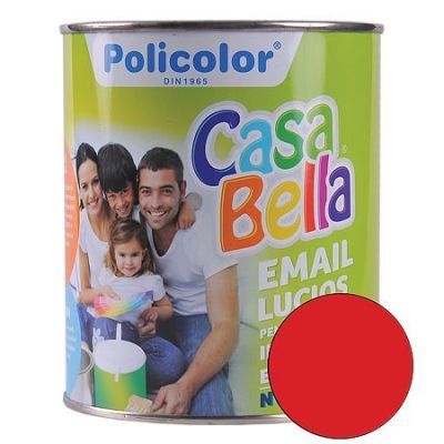 Vopsea alchidica/email Casabella Policolor, pentru lemn/metal, interior/exterior, rosu Ral 3020, 0,75 l