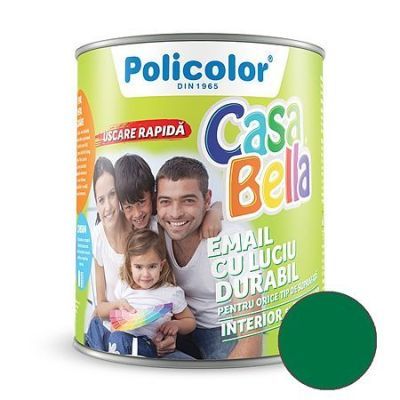 Vopsea alchidica/email Casabella pentru lemn/metal, interior/exterior verde Ral 6029 0,75L