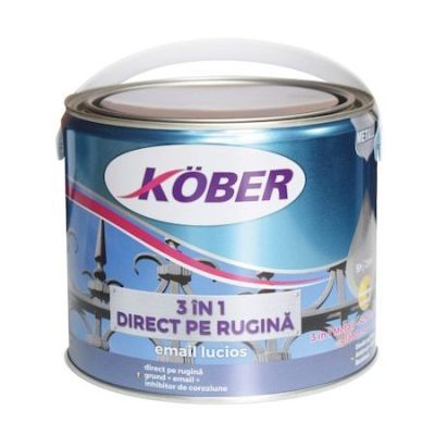 Vopsea alchidica pentru metal Kober 3 in 1, interior / exterior, rosu maro, 2.5 L