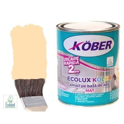 Vopsea pentru lemn / metal, Kober Ecolux Kolor, interior / exterior, pe baza de apa, mat, bej, 0.6 L