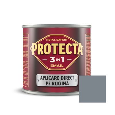 Vopsea alchidica pentru metal, Protecta 3 in 1, interior / exterior, gri deschis, 0.5 L