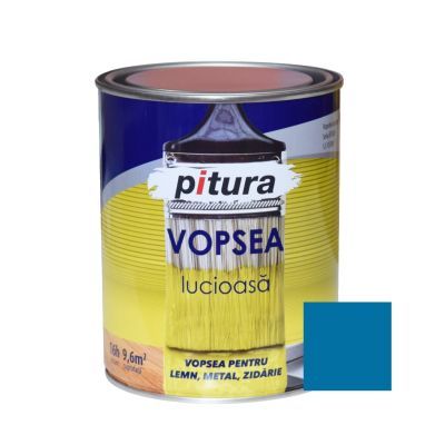 Vopsea alchidica pentru lemn / metal, lucioasa, Pitura, interior / exterior, albastru V53620, 0.6 L