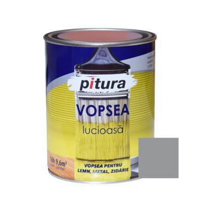 Vopsea alchidica pentru lemn / metal, lucioasa, Pitura, interior / exterior, gri metal, 0.6 L