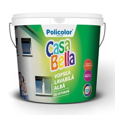 Vopsea lavabila exterior Casabella, alb, 8.5 l
