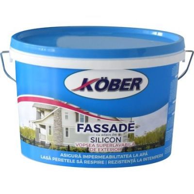 Vopsea superlavabila exterior, Kober Fassade, alba, 3 L